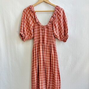 Rylee + Cru Red Plaid Long Sleeve Dress